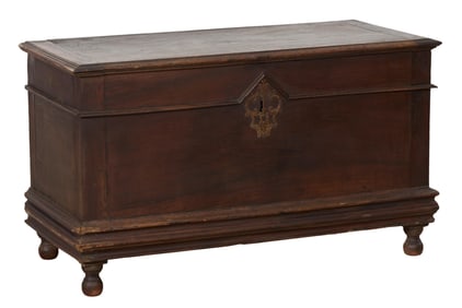 French Provincial Walnut Coffer, 19th c., H.- 28 in., W.- 47 in., D.- 22 1/2 in.