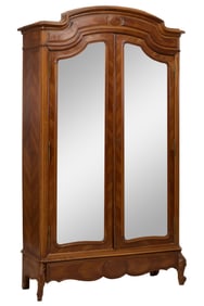 French Louis XV/XVI Transitional Parquetry Walnut Armoire, late 19th c., H.- 93 1/2 in., W.- 54 in.,