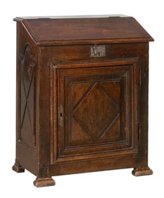 French Provincial Louis XIII Style Carved Walnut Oratoire, 19th c., H.- 34 1/2 in., W.- 27 1/2 in.,