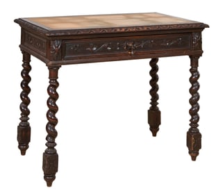 French Charles VIII Style Walnut Writing Table, late 19th c., H.- 30 in., W.- 39 in., D.- 23 1/2 in.
