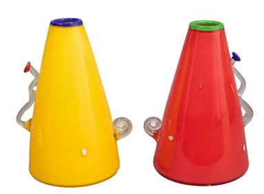 Mitchell Gaudet (American/New Orleans/Mississippi, b. 1962), Pair of Molded and Blown Art Glass