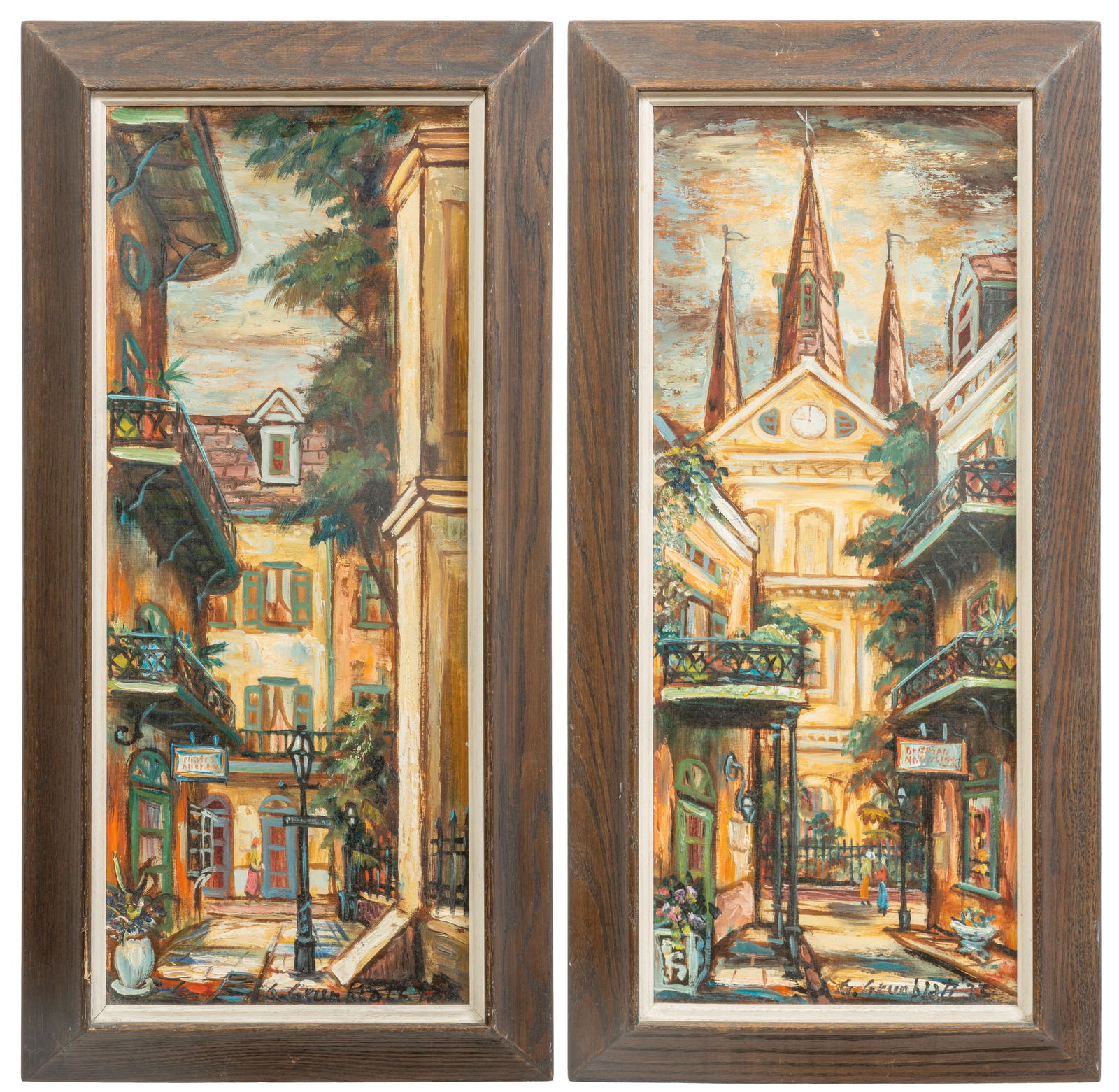 George Grunblatt (American/New Orleans, 1923-2008), Pair of Pirates Alley French Quarter Scenes, (1 of 9)