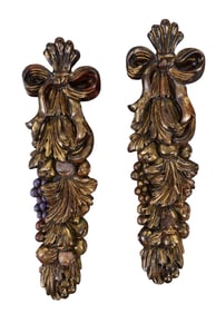 Pair of Louis XV Style Composition and Beech Relief Appliques, 20th c., H.- 26 3/4 in., W.- 8 in.,