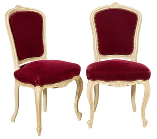 Pair of Louis XV Style Side Chairs, 20th c., H.- 37 in., W.- 20 in., D.- 18 1/2 in. (2 Pcs.)