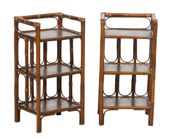 Pair of French Ratan Nightstands, early 20th c., H.- 27 in., W.- 11 in., D.- 14 in. (2 Pcs.)