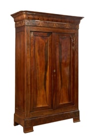 French Louis Philippe Walnut Armoire, mid 19th c., H.- 91 in., W.- 66 in., D.- 26 in.