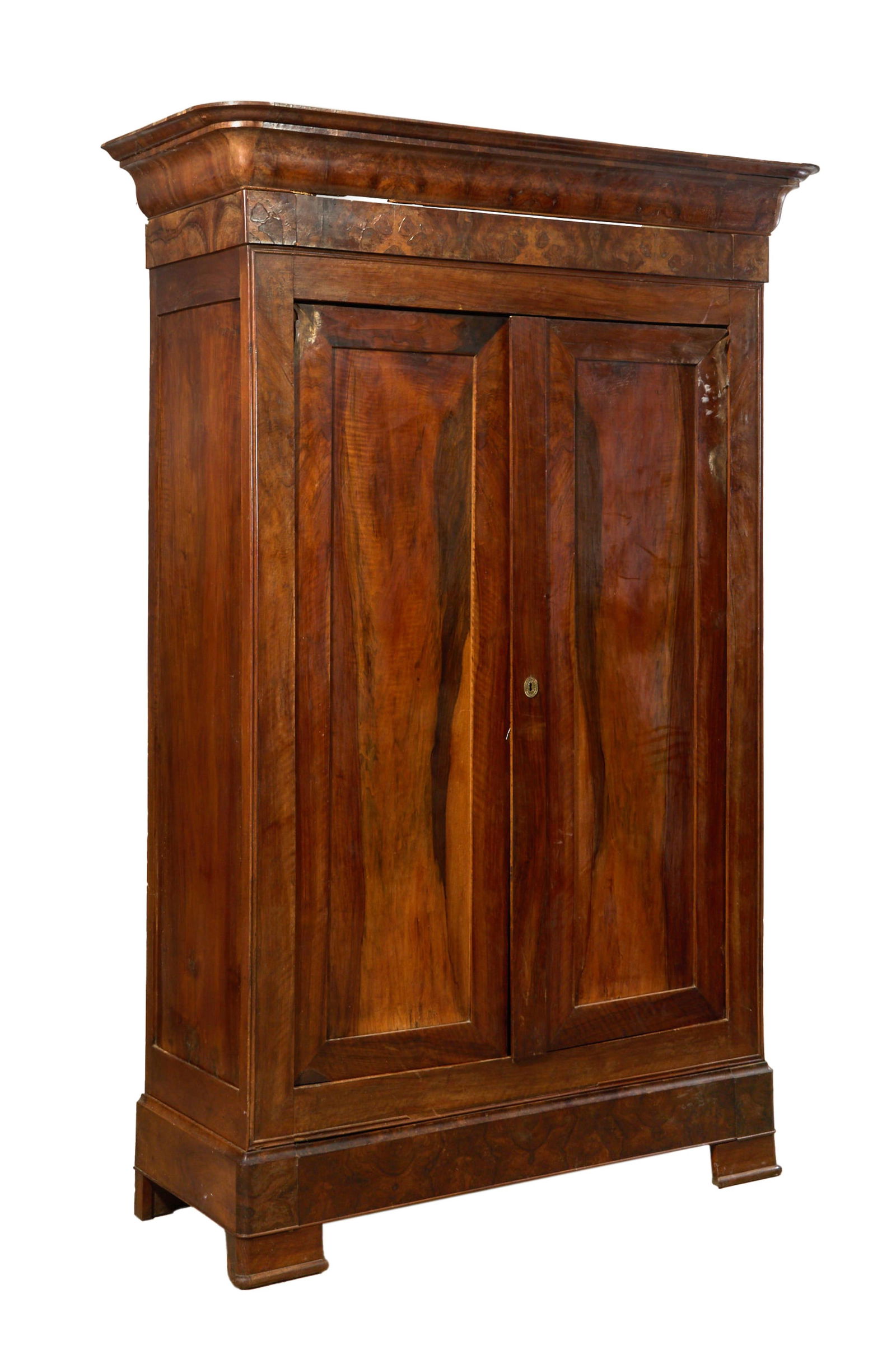 French Louis Philippe Walnut Armoire, mid 19th c., H.- 91 in., W.- 66 in., D.- 26 in. (1 of 1)