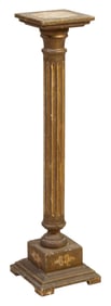Italian Florentine Giltwood Pedestal, early 20th c., H.- 37 1/2 in., W.- 9 3/4 in., D.- 9 3/4 in.