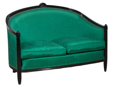 French Ebonized Art Deco Settee, attributed to Paul Follot (French, 1877-1941), early 20th c., H.-