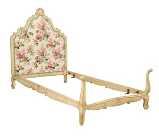 French Louis XV Inspired Creme Peinte Bed, early 20th c., H.- 53 1/2 in., W.- 40 in., L.- 75 in.