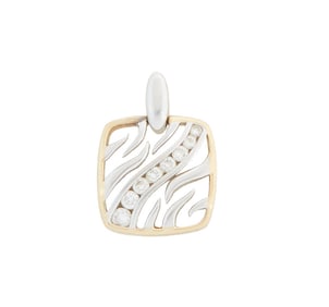 18K Yellow and White Gold Pierced Pendant, H.- 5/8 in., W.- 5/8 in., D.- 1/8 in., Wt.- .18 Troy Oz.