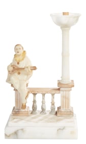 Art Deco Carved Alabaster Lamp, 20th c., H.- 15 3/4 in., W.- 9 1/4 in., D.- 5 3/4 in.