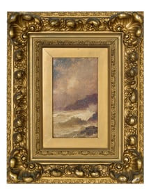 Attributed to Alfred Thompson (British, act. 1863-1876), "Stormy Seaside," H.- 7 1/2 in., W.- 4 1/2