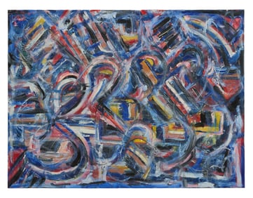 In the Style of Jackson Pollock (American, 1912-1956), "Recovery [Action Painting in Blue]," 2017,