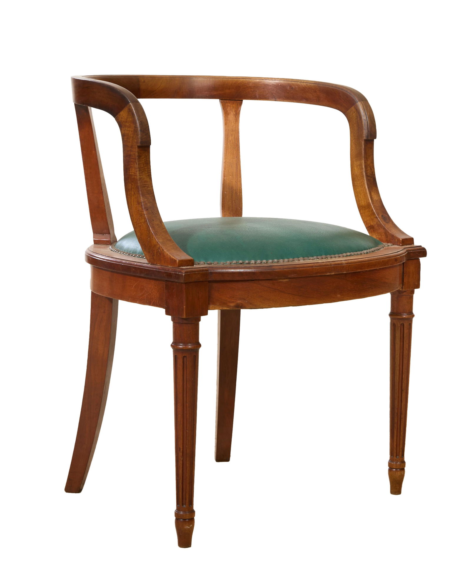 French Louis Philippe Carved Walnut Round Desk Chair, mid 19th c., H.- 29 in., W.- 22 in., D.- 20 (1 of 6)