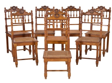 Eight French Louis XVI Style Dining Chairs, 20th c., Each- H.- 39 in., W.- 18 in., D.- 18 in. (8