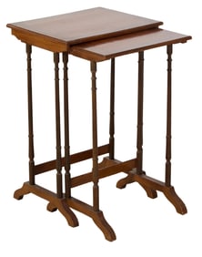 Two French Napoleon III Walnut Nesting Tables, late 19th c., H.- 27 1/2 in., W.- 17 1/2 in., D.- 15