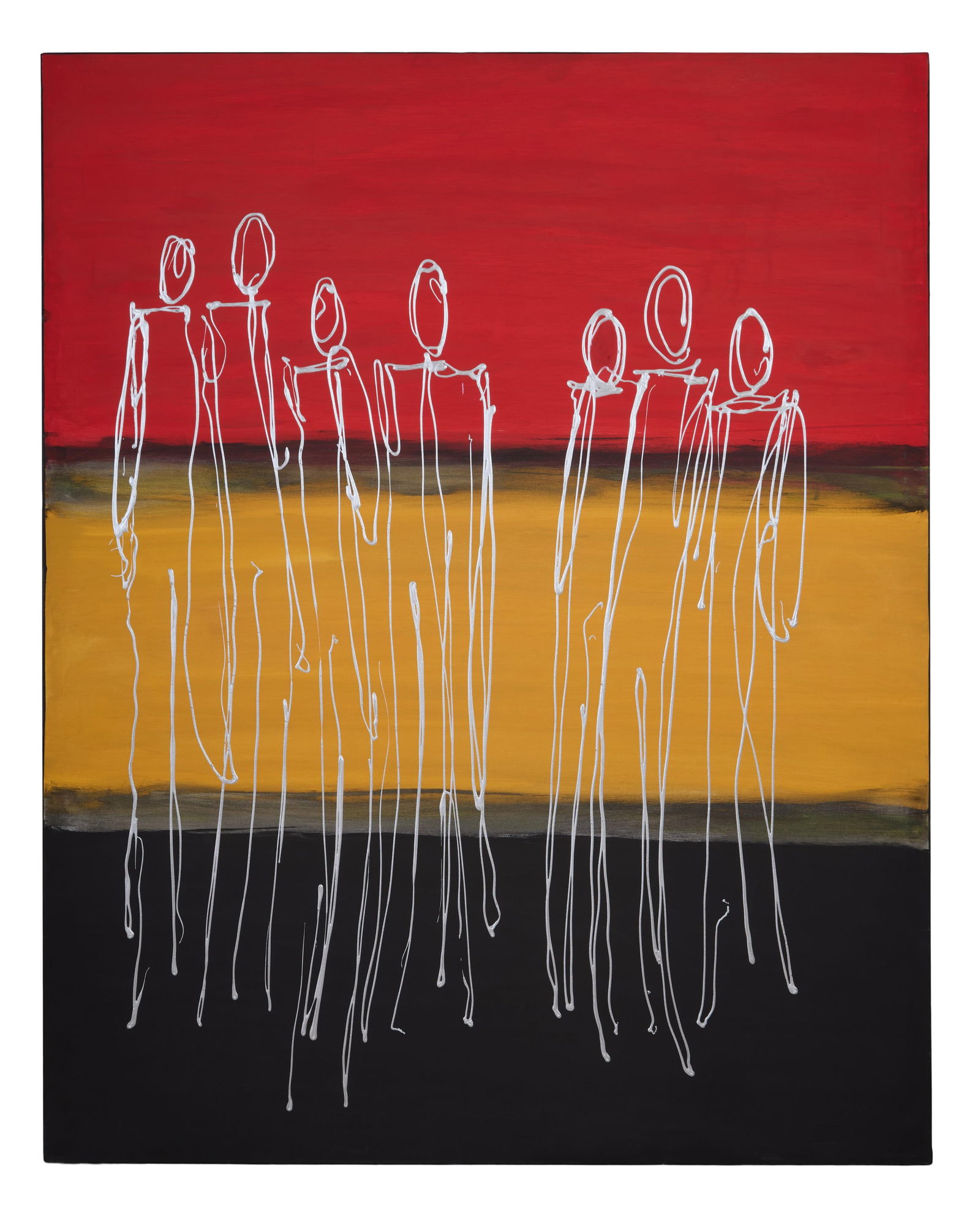 Allen Melton (American/Mississippi, b. 1964), "Untitled: Red, Yellow and Black Abstract with Ghostly (1 of 3)