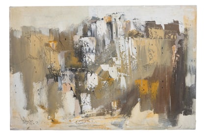American School (20th Century), "Abstract in Beige and Ochre," 1978-1979, H.- 20 in., W.- 30 in.