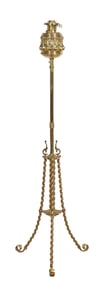 American Polished Brass Parlor Electrified Oil Floor Lamp, c. 1900, H.- 57 in., Dia.- 21 in.