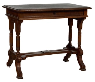 American Aesthetics Walnut Library Table, late 19th c., H.- 29 1/2 in., W.- 36 in., D.- 22 1/2 in.