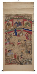 Chinese School (Qing Dynasty, 1644-1912), "Kings of Hell Scroll," 19th c., H.- 58 1/2 in., W.- 31