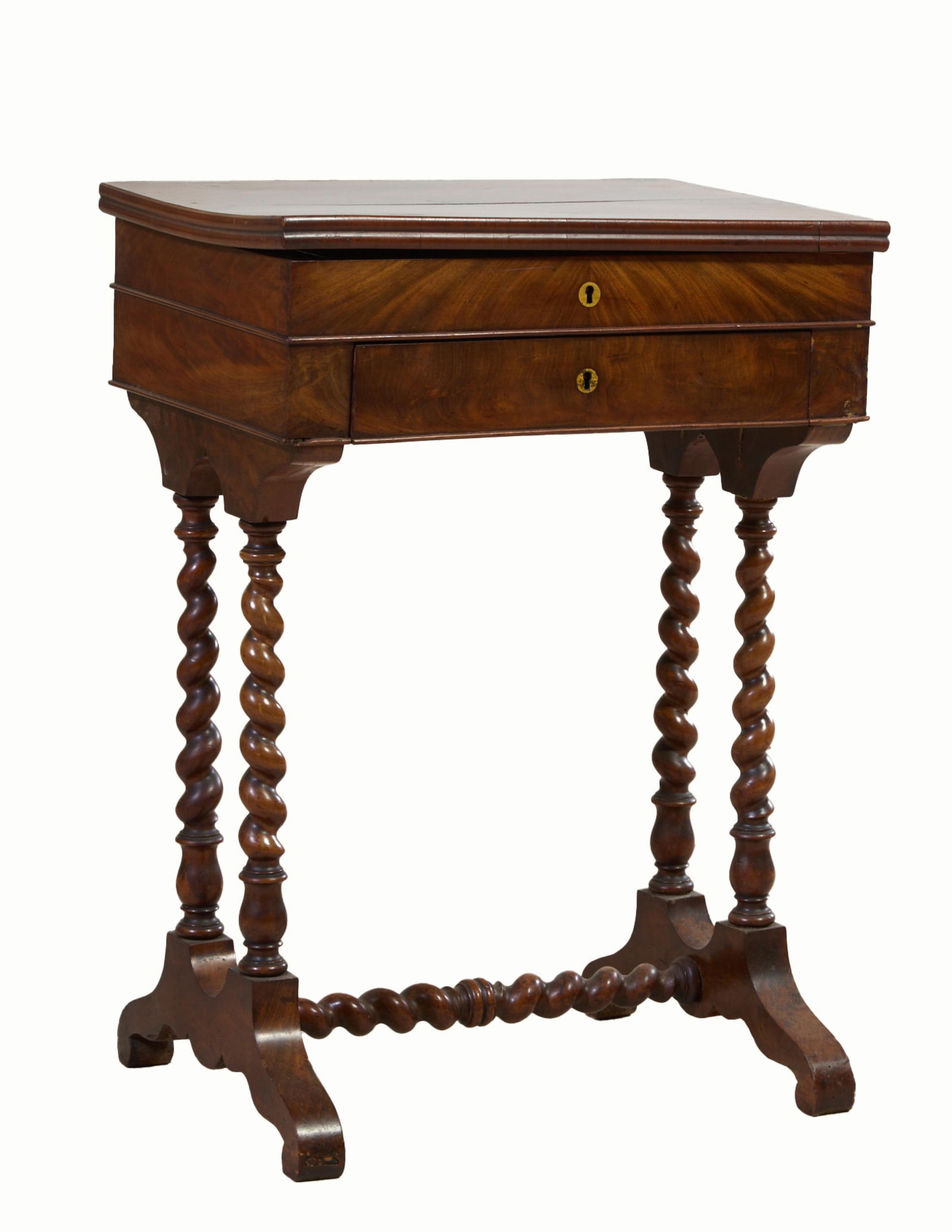 French Charles X Style Walnut Work Table, mid to late 19th c., H.- 28 in., W.- 20 in., D.- 14 1/2 (1 of 1)