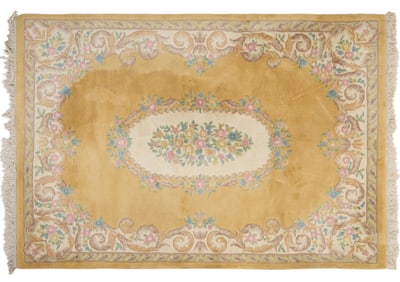 Chinese Floral Medallion Carpet, 20th c., 5'7 x 8'.