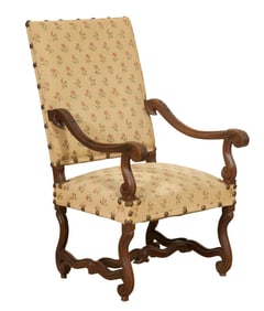 French Charles XIII Walnut Os de Mouton, 19th c., H.- 44 1/2 in., W.- 25 in., D.- 21 in.