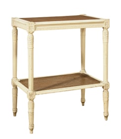 French Louis XVI Style Creme Peinte Side Table, early 20th c., H.- 29 1/2 in., W.- 24 1/2 in., D.-