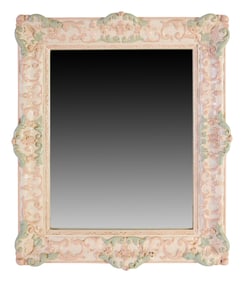 Small French Louis XVI Style Polychromed Mirror, 20th c., H.- 21 1/2 in., W.- 18 in.