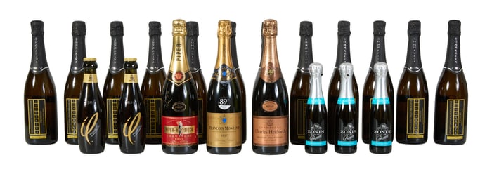 Twenty Champagne Bottles, (20 Pcs.)