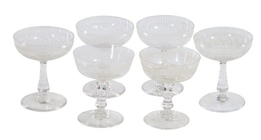Assembled Set of Six Champagne Glasses, late 19th c., H.- 4 1/2 in., Dia.- 3 1/2 in. (6 Pcs.)