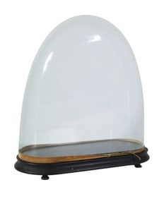 Blown Glass Dome, 19th c., Int.- H.-15 1/2 in., Int.- W.- 15 7/8 in., Int.- D.- 5 7/8 in.