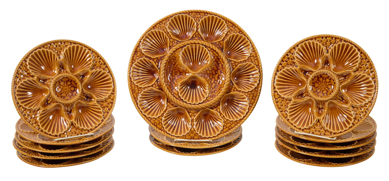 Thirteen French Oyster Dishes, 20th c., Platter- Dia.- 13 in., Plate- Dia.- 9 1/2 in. (1 of 1)