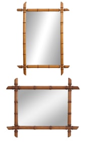 Two Faux Bamboo Mirrors, early 20th c., Smaller- H.- 20 in., W.- 25 in.