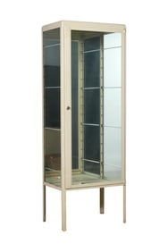 Vintage Metal Mirrored Back Medical Display Cabinet, early to mid 19th c., H.- 66 1/2 in., W.- 24