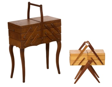 Two French Travailleuses, 20th c., Larger- H.- 31 in., W.- 19 1/2 in., D.- 14 1/2 in. (2 Pcs.)