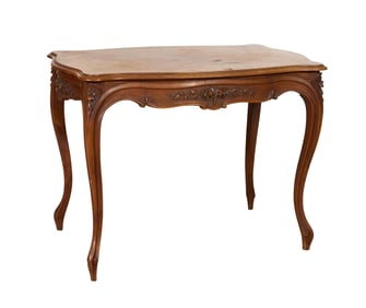 French Louis XV Style Walnut Writing Desk, 19th c., H.- 28 1/2 in., W.- 39 in., D.- 24 3/4 in.