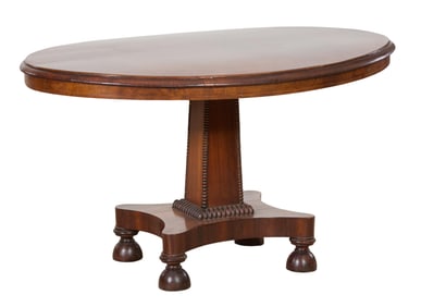 French Napoleon III Walnut Center Table, late 19th c., H.- 26 1/2 in., W.- 47 in., D.- 35 in.