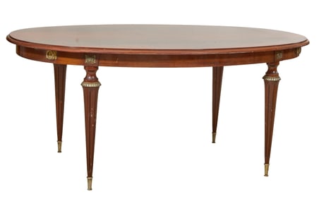 French Louis XVI Style Brass Mounted Dining Table, early 20th c., H.- 30 in., W.- 67 1/2 in., D.- 42