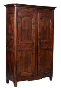 French Provincial Carved Oak Louis XV Style Armoire, 19th c., H.- 90 in., W.- 60 in., D.- 24 in.