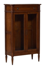 French Louis XVI Style Walnut Collector's Cabinet, early 20th c., H.- 54 1/2 in., W.- 33 in., D.- 15