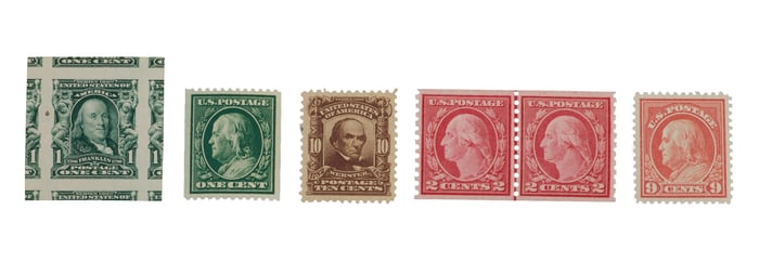 Group of Six U.S. Stamps, early 20th c., (6 Pcs.)