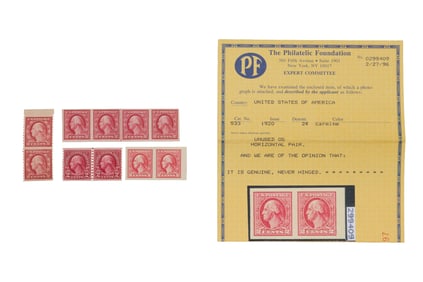 Group of Ten U.S. 2¢ George Washington Stamps, early 20th c., (10 Pcs.)