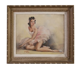 Georges-Pierre Guinegault (French, 1893-1982), "Portrait of a Seated Ballerina," H.- 15 in., W.- 19