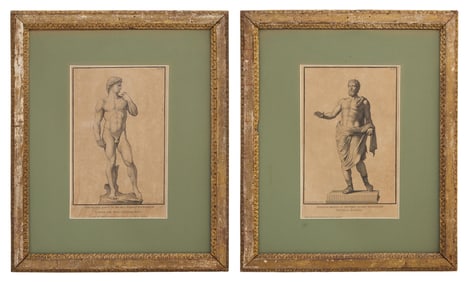 Two 18th Century Copper Plate Engravings from Domenico De Rossi, "Raccolta di Statue Antiche e