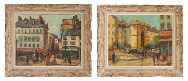 Theodorus van Oorschot (Dutch/France, 1910-1989), Two Parisian Street Scenes, Each- H.- 16 in., W.-