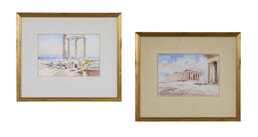 American/Continental School (20th Century), "The Temple of Poseidon at Cape Sounion," and