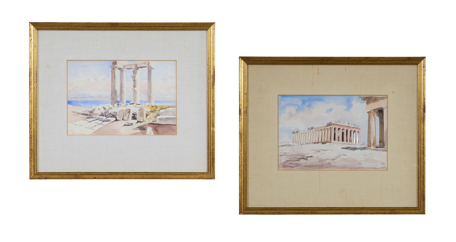 American/Continental School (20th Century), "The Temple of Poseidon at Cape Sounion," and (1 of 9)